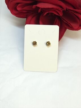Golden Brown AB Crystal Stud Earrings Dainty AB Brown Crystal Earrings